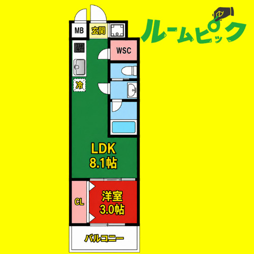 セノアタワー泉　名古屋市賃貸　仲介手数料無料の間取り