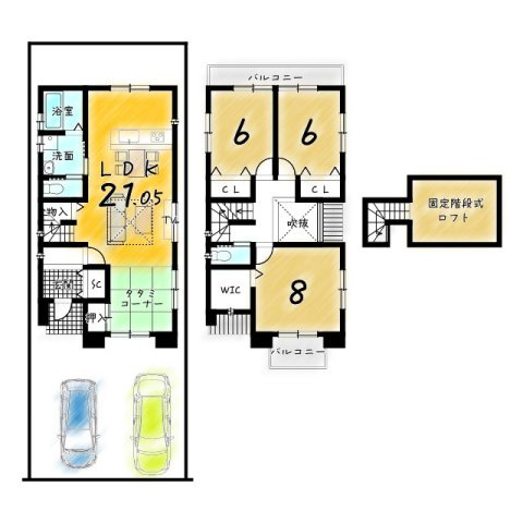 紫竹上芝本町2区画　建築条件無土地の参考プラン|【新築参考プラン】建物価格2299万円、建物面積98.82㎡
建築確認申請費用120万円・外構費用130万円・住宅省エネルギー性能証明書発行費用11万円別途要（※全て税込）