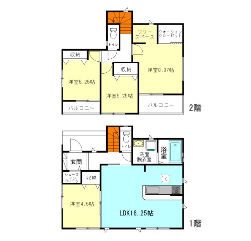 【間取り】 | ハートフルタウン高崎市双葉町144ー① | 全居室南向き＋モダンな洋室仕様！
フリースペースとウォークインクローゼット完備の主寝室！