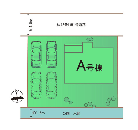 【区画図】 | ハートフルタウン高崎市双葉町144ー① | 敷地は広々61坪で車庫スペースは4台駐車可能です！