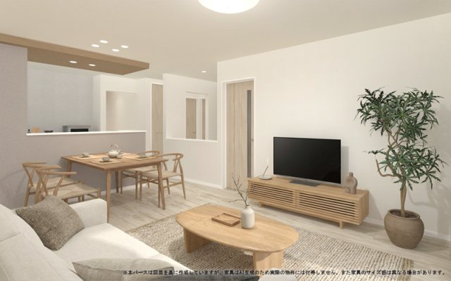 【完成予想図】 | 【LDK　イメージパース】
※画像は設計図面を基に作成したイメージです。