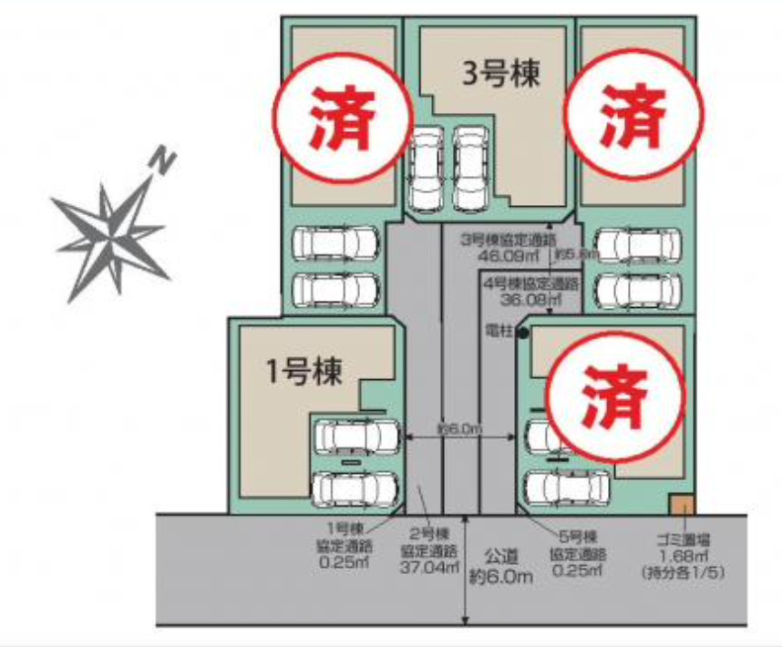 川越市藤原町　3号棟の区画図