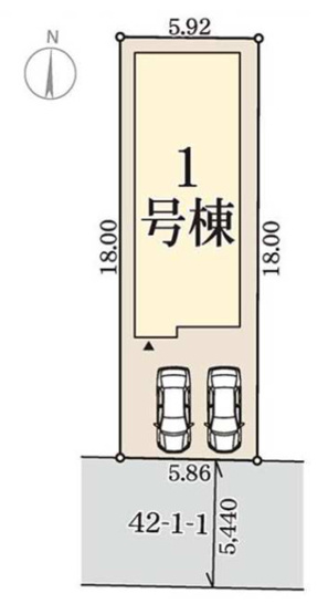 【区画図】 | 生野区田島2丁目 | 南向き☆
車２台駐車可能です♪敷地間口ゆったり約5.86ｍ♪