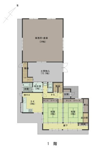 大田原市若草１丁目・店舗付住宅の間取り|１階