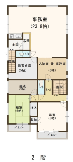 大田原市若草１丁目・店舗付住宅の間取り|２階