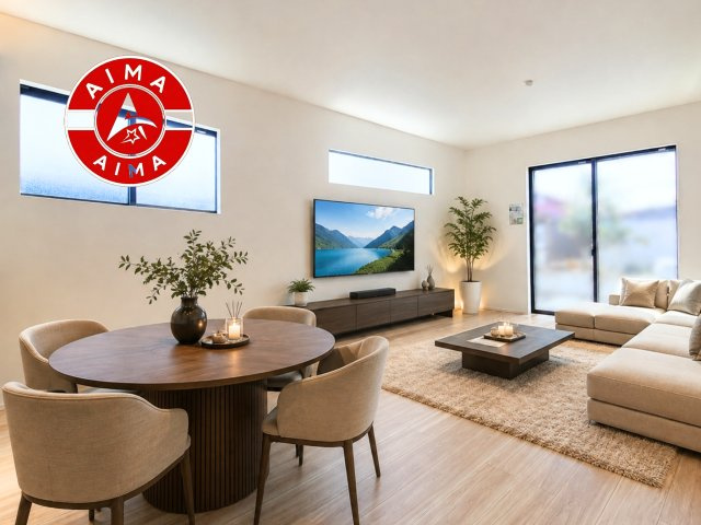 S・糟屋郡粕屋町甲仲原2丁目第4-2棟（2号棟）の内観：施工例|明るく開放的なリビングダイニングは豊かな陽光が注ぎ込み、やすらぎの空間を演出してくれます。ご家族で楽しいひとときをお過ごし下さい。※家具はCGを合成したものです。