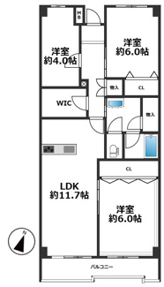 【間取り】 | ポートアイランド住宅45号棟 | 78.75平米の3LDK+WIC♪