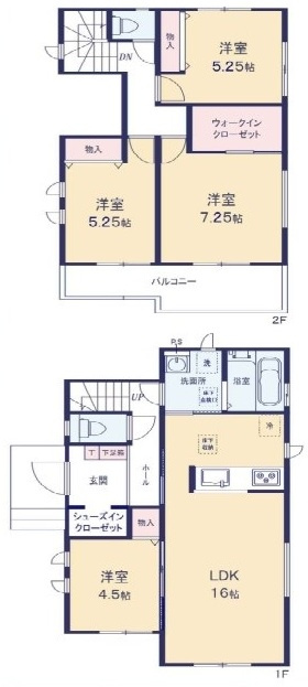 水戸市西原1丁目3636番　新築戸建て　A号棟の間取り|間取り図です♪
実際の空間の広さや陽当たり、風通しなどは現地でご確認できます♪