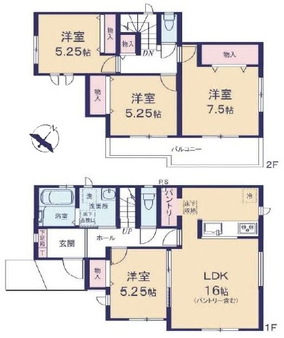 水戸市曙町1番37　新築戸建て　A号棟の間取り|間取り図です♪
実際の空間の広さや陽当たり、風通しなどは現地でご確認できます♪