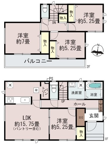 ひたちなか市津田2020番　新築戸建て　A号棟の間取り|間取り図です♪
実際の空間の広さや陽当たり、風通しなどは現地でご確認できます♪