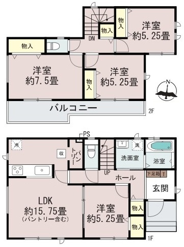 ひたちなか市津田2020番　新築戸建て　B号棟の間取り|間取り図です♪
実際の空間の広さや陽当たり、風通しなどは現地でご確認できます♪