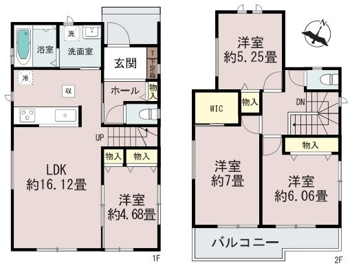 ひたちなか市相金町33番　新築戸建て　A号棟の間取り|間取り図です♪
実際の空間の広さや陽当たり、風通しなどは現地でご確認できます♪