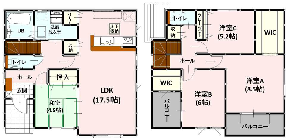 宇城市不知火町高良の新築一戸建の間取り