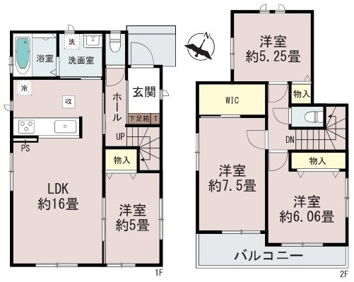 ひたちなか市相金町33番　新築戸建て　B号棟の間取り|間取り図です♪
実際の空間の広さや陽当たり、風通しなどは現地でご確認できます♪