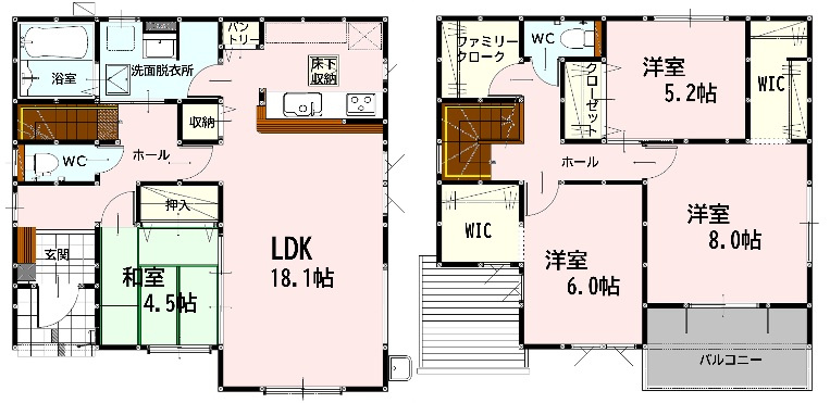 宇土市松原町の中古テラスハウスの間取り