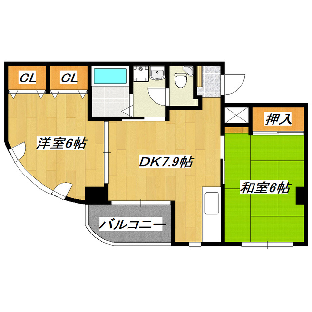 ＮＩＫＯハイム新小岩第６の間取り|振分タイプの２ＤＫです。