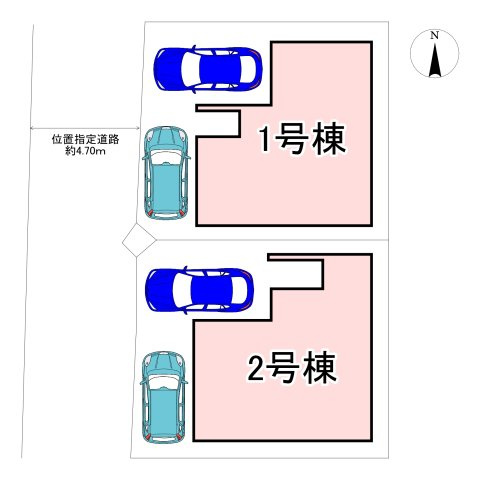 東大阪市玉串町西１丁目の区画図|2026年２月完成の新築戸建全2棟！