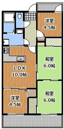西宮市神楽町の賃貸マンションの間取り