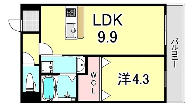 西宮市池田町の賃貸マンションの間取り