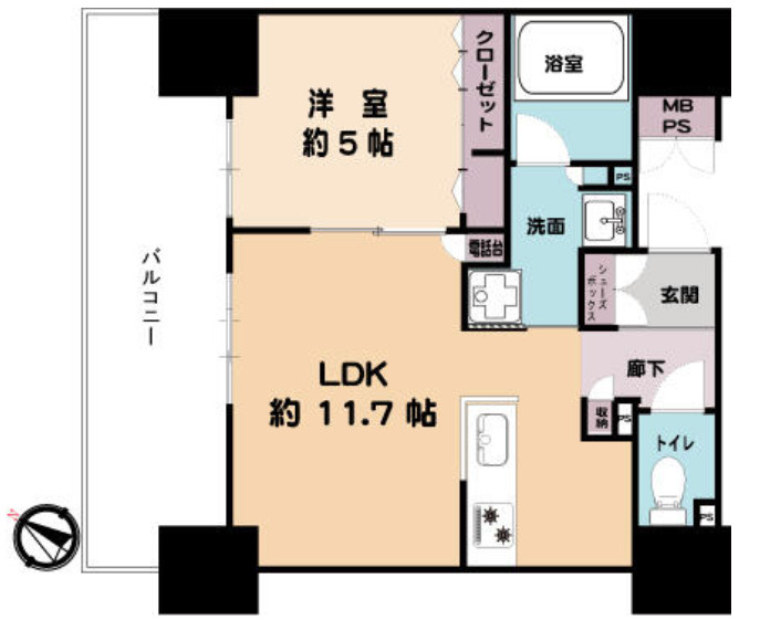 神戸市中央区中山手通３丁目の賃貸マンションの間取り