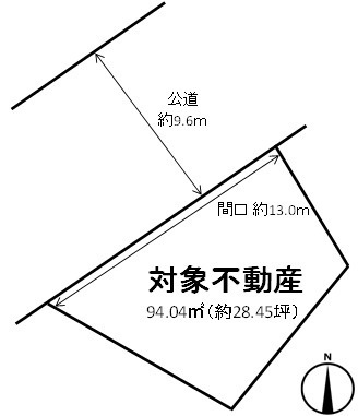 己斐本町1丁目　土地の土地図|間口約13.0ｍ、前面道路幅員約9.6ｍで車の出し入れもしやすい形状・立地です。