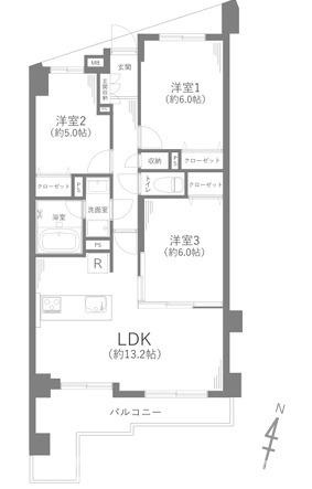 シルフィード湘南の間取り|南向き　３LDK