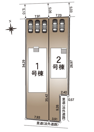 【区画図】 | あま市石作郷13-1『仲介料無料』新築戸建て | 2号棟