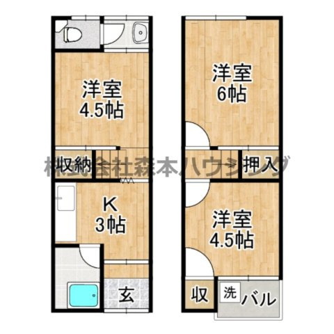 【間取り】 | 　寝屋川市黒原城内町15テラスハウス