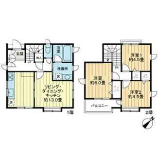 【間取り】 | 三鷹市中原２丁目戸建（ウエスト）