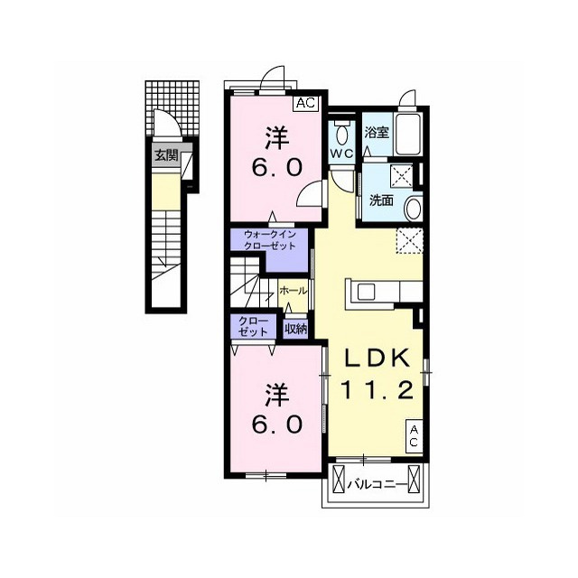 瑞穂市牛牧のアパートの間取り