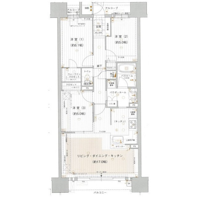 岐阜市蕪城町の賃貸マンションの間取り