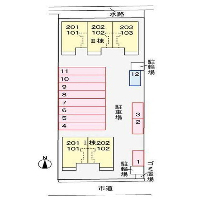 レイール　Ⅱ棟の駐車場