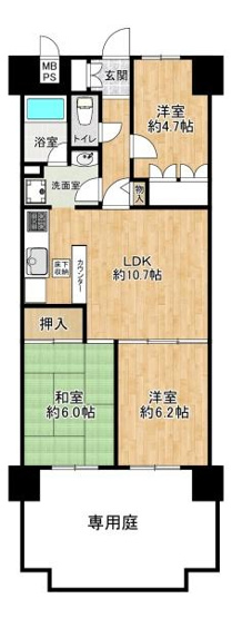 【間取り】 | 朝日プラザCITYウエストヒル神戸C棟