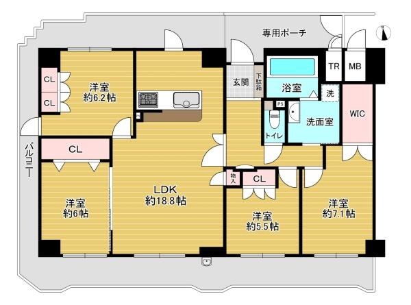 【間取り】 | クレール八戸ノ里ソレイユ