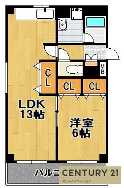 フラット花の間取り|★広々１LDK★