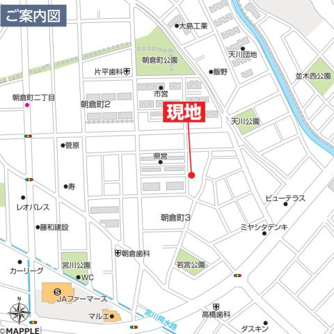 【新築】前橋市朝倉町3丁目　限定１棟　ハートフルタウン　新築建売の地図