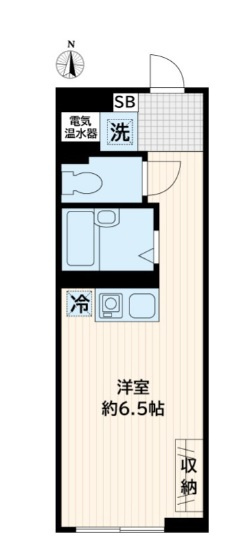 Live Flat(ライブフラット蓮沼の間取り|南向きの1R洋室6.5帖バストイレ別