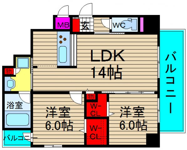 ラルジュルーセントオーデン難波の間取り