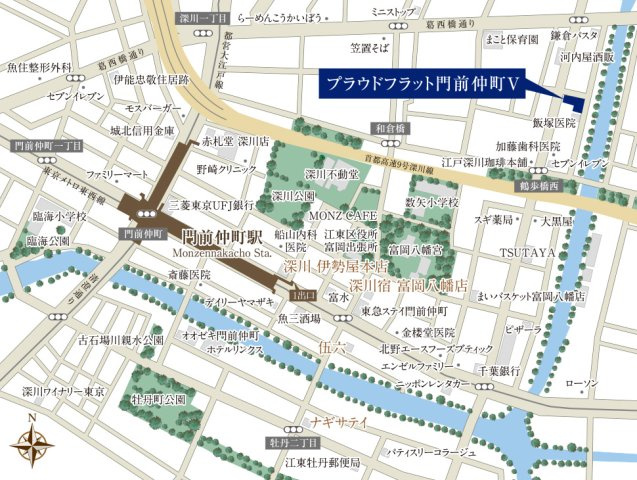 プラウドフラット門前仲町Ⅴの地図