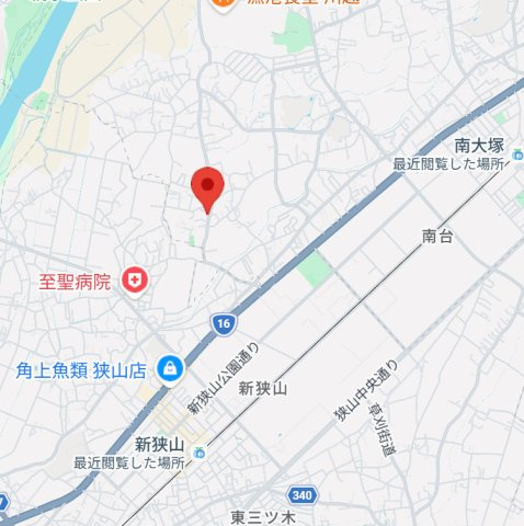 間口が約9.4ｍ、約６７坪の広々敷地の地図|新狭山駅北口徒歩25分、南大塚駅北口徒歩31分の場所にある閑静な住宅地です