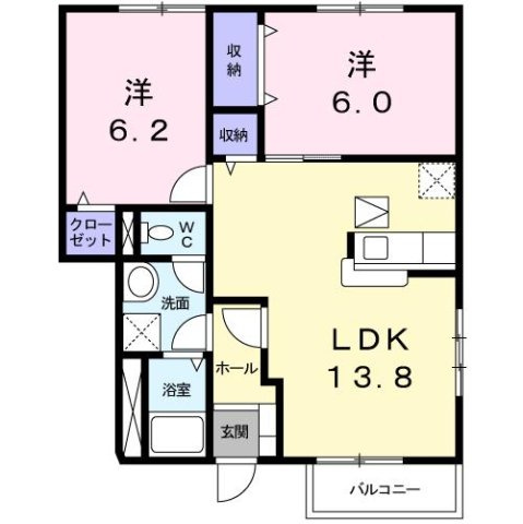 フルールメゾンＢの間取り