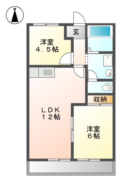 サンハイツ山田Ｂ　　　刈谷市近郊の賃貸はクラスホーム刈谷店の間取り