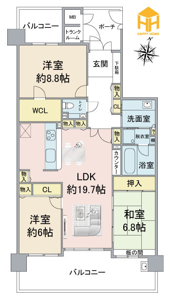 コスモ箕面ガーデンフォルムの間取り|※現況と図面が異なる場合現況を優先いたします。