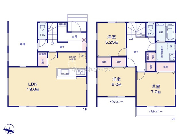 上尾市二ツ宮　新築一戸建て　リーブルガーデン　01の間取り|【全1棟・1号棟】上尾市二ツ宮　新築一戸建て　リーブルガーデン　01・3LDK・土地面積92.12m2・建物面積108.54m2