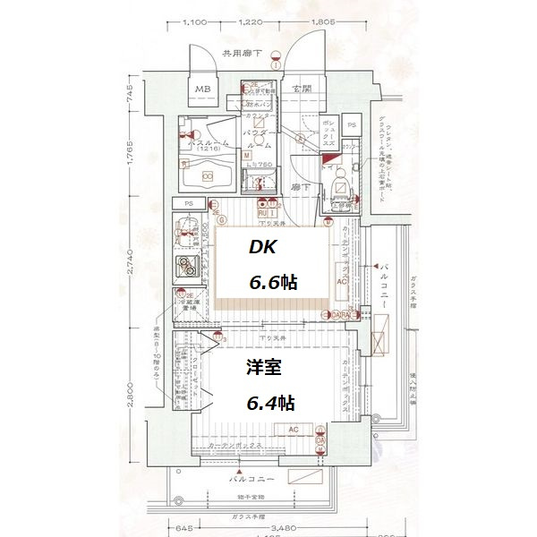 京都市下京区材木町の賃貸マンションの間取り