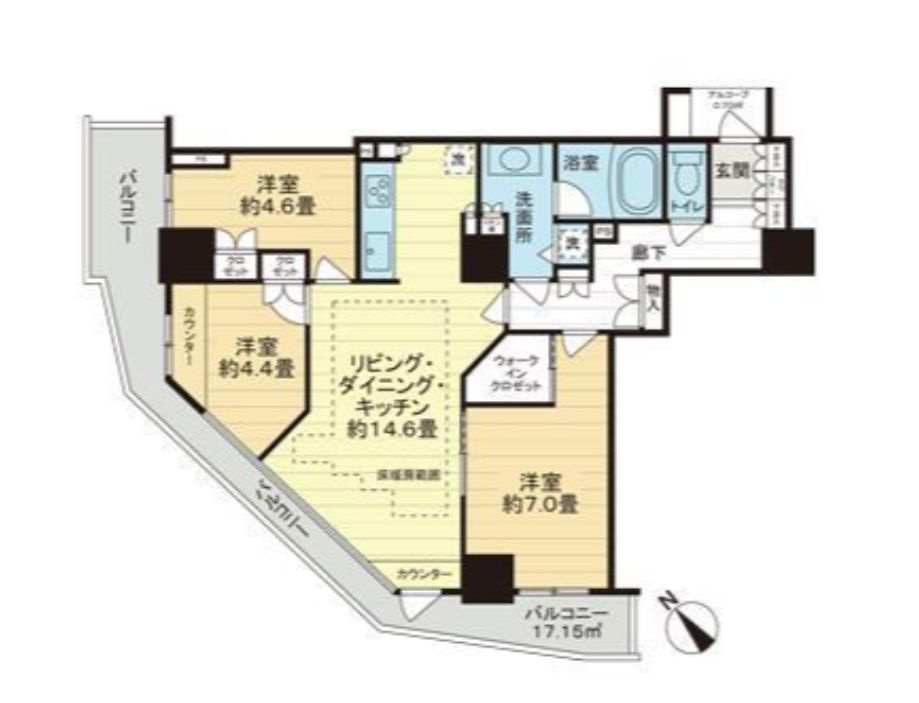 セントラルレジデンス新宿シティタワーの間取り