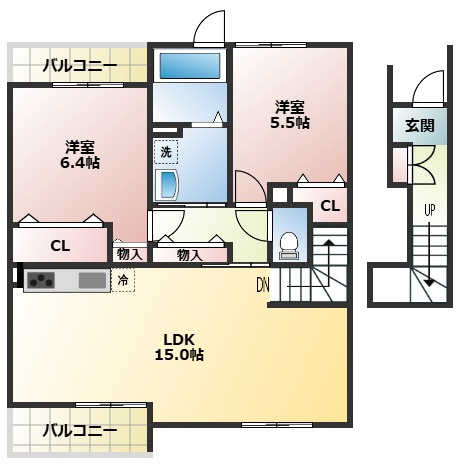 アンプルールリーブルサクラージュⅡの間取り