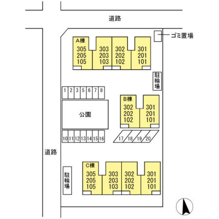 ビラ・ジュニペラス C棟の区画図