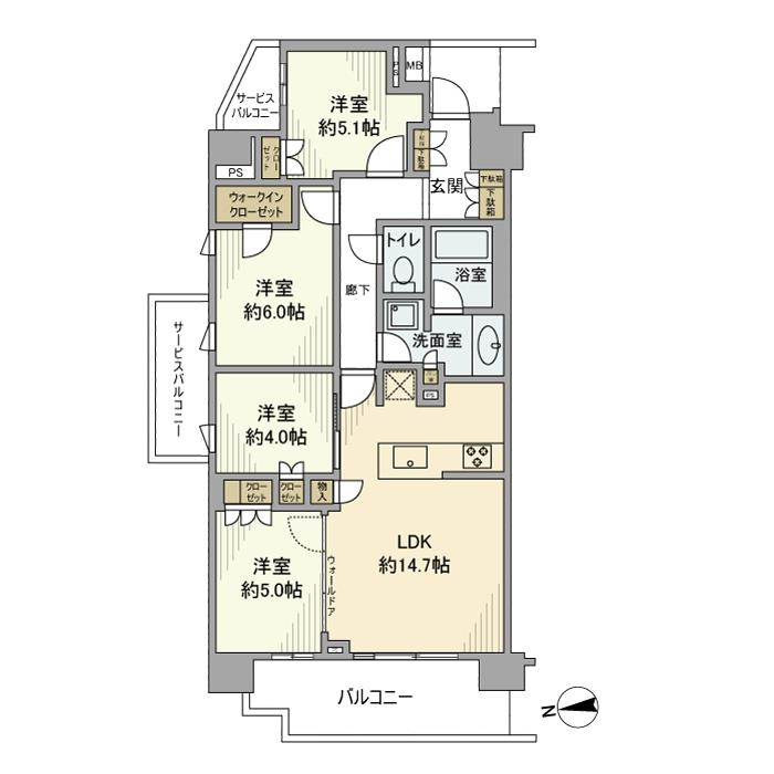 Ｂｒｉｌｌｉａ　大島　Ｇｒｅｅｎ　Ａｖｅｎｕｅの間取り