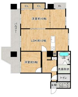 福岡市中央区　リノベーション完成　中古マンションの間取り